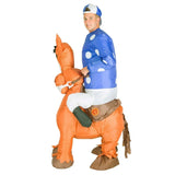 Inflatable jockey costume, looks like you are riding a horse.