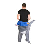 inflatable shark costume, ride on style.