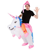 Inflatable unicorn adult cosutme is unisex.