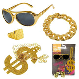 Instant Rapper Set includes, glasses, chain bracelet, $ necklace and $ ring.