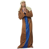 Joseph Adult Costume, long brown and blue robe with cream headdress.