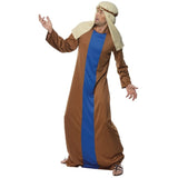 Joseph Adult Costume, long brown and blue robe with cream headdress.