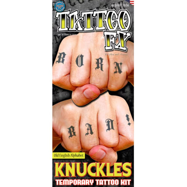 Knuckles Alphabet 2 Old English Temporary Tattoo