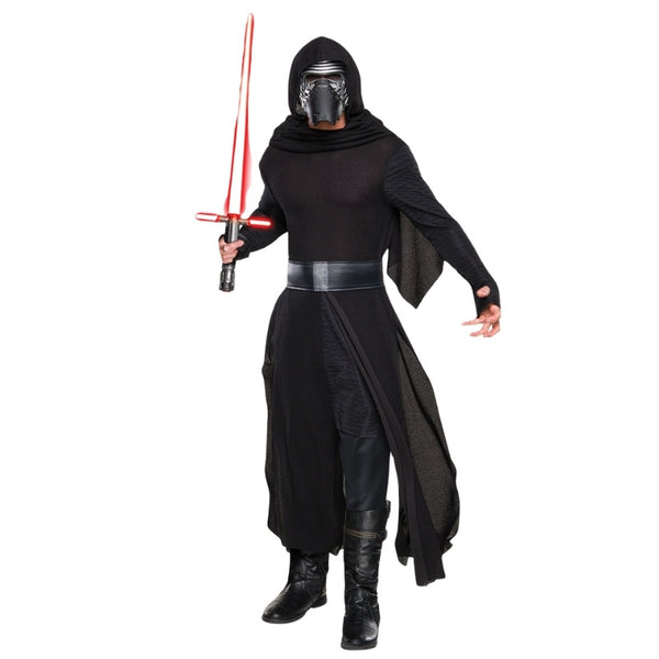 Kylo Ren Deluxe Costume - Adult, long robe, cape with hood and cowl, moulded mask and belt.