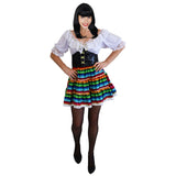 La Bachata Dancer Ladies Costume, colourful layered skirt with peasant blouse and wide belt.