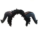 Labyrinth Animal Horn Headband, black ram look horns with lace and rose detail.