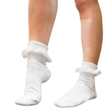 lace trim white ankle socks perfect for Oktoberfest and 50's Rockabilly, adult size.