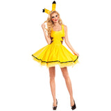 Ladies Electric Mouse - Hire, yellow dress with attached black tail, headband with ears and petticoat.