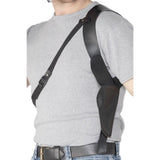 Leather Look Shoulder Holster, black vinyl holster that straps across your chest and attachs to your belt.