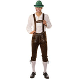 Lederhosen Male - Dr Toms, brown below the knee with lacing at hem, braces are attached with decoration as well as the front.