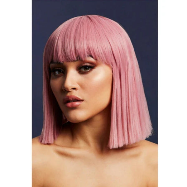 Lola Blunt Bob Wig - Ash Pink, 30cm long heat styleable quality wig.