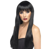 Long Black Beauty Wig with fringe.