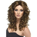 Long Brown Glamour Wig with soft curls  in a layered look.