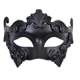 Lorenzo mask in black, matt base with feature decorative attached design, mens mask.