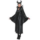 Maleficent Deluxe Adult Costume, black and shiny bat wing sleeves, high collar and seperate headress.