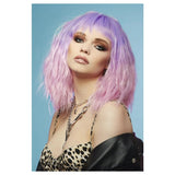 Manic Panic Fleurs du Mal Trash Goddess Wig, shoulder length, pink and purple wig, heat resistant.