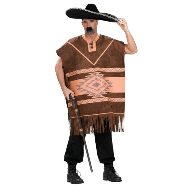 Mexican Poncho - Brown - Dr Toms, authentic mexican design in brown and tan with fringe.