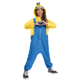 Minion despicalbe me 4 child costume, hoooded fleece with minion eyes and goggles on hood plus spiky hair.