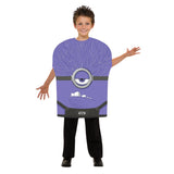 Minion Evil Halloween Child Costume, over sized foam tunic with printed face and overalls.