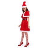 Miss Santa Dress with Cape Costume, dress, cape, hat and belt.