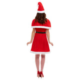 Miss Santa Dress with Cape Costume, dress, hat, cape and belt.