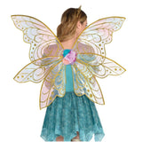 large fairy wings in clear and gold glitter.