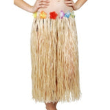 Natural Look Hawaiian Skirt, long with floral trim.