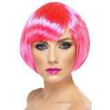 Neon Pink Short Babe Wig, short bob.