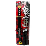 ninja weapon set  includes sword, nunchucks, and ninja stars.