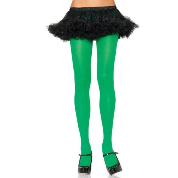 Nylon full length tights, emerald green from Leg Avenue, standard size.