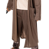 Obi Wan Kenobi adult costume, calf length brown hooded robe with pocket.