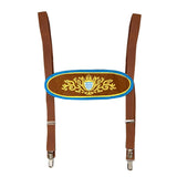 Oktoberfest Lederhosen Braces, elastised brown braces, adjustable with decorative section joining the braces together.