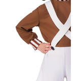 Oompa Loompa Classic Costume, jumpsuit with contrasting stripe cuffs and cross over attached braces.