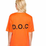 Orange Prisoner Ladies Costume, short sleeve top with D.O.C. print on the back.