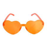 Party glasses, perspex heart shape in orange.