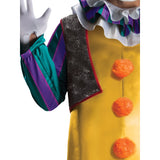 Pennywise Deluxe Clown Costume, vest with contrasing trim and frill and pom poms.