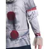 Pennywise IT Movie Costume Top - Adult, grey with red pom poms and details.