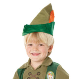 Peter pan disney costume for child, two tone hat with felt feather.