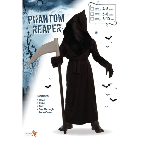 Phantom Reaper - Child, long black robe, see through hood and belt.