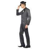 Pinstripe 1920's Gangster Costume, jacket, pants, shirt front and tie.