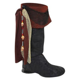 Pirate Boot Toppers, trimmed in brown with coloured mesh and beads. adult mens size.