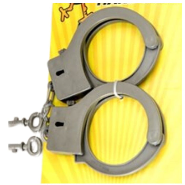 Plastic handcuffs with keys, will open with the click of a button.