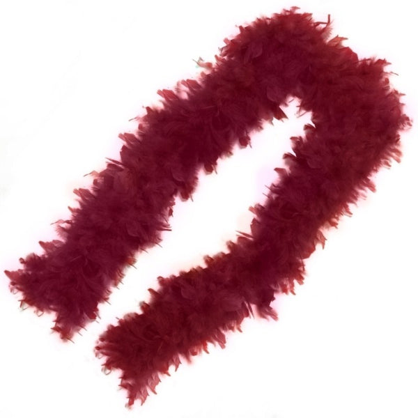 Plush Feather Boa - Cherry Red measures 180 cm.