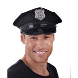 Police Cap USA Black cap with silver plastic badge. adult size.