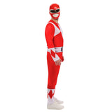 Power Rangers Red Deluxe Costume - Adult, red jumpsuit with diamond print and moulded eva plastic face mask.