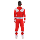 Power Rangers Red Deluxe Costume - Adult, red jumpsuit with diamond print and moulded eva plastic face mask.