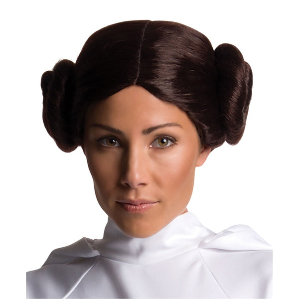 Princess Leia Wig, brown wig with large side buns. adult size.