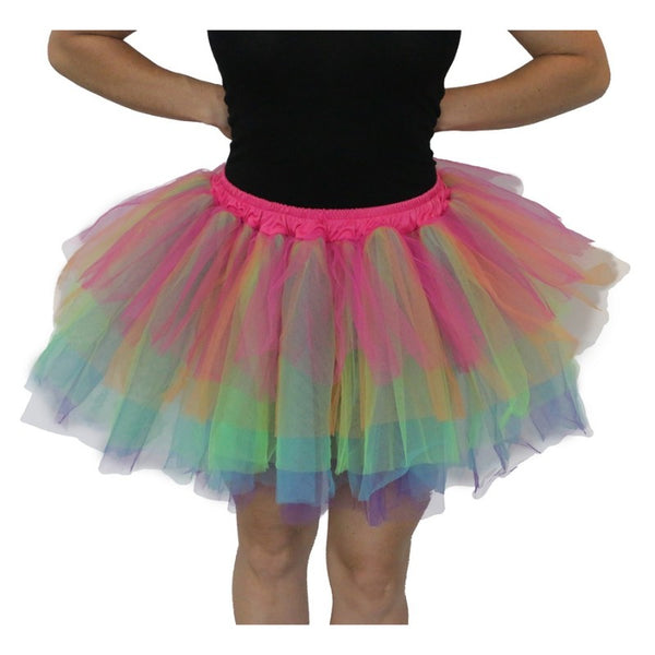 Rainbow Tulle Tutu - Adults, layers of pink, orange, green and blue and purple.
