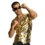 Rapper Gold Vest-Adult, metallic button up vest.