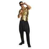 Rapper Gold Vest-Adult, metallic button up vest.